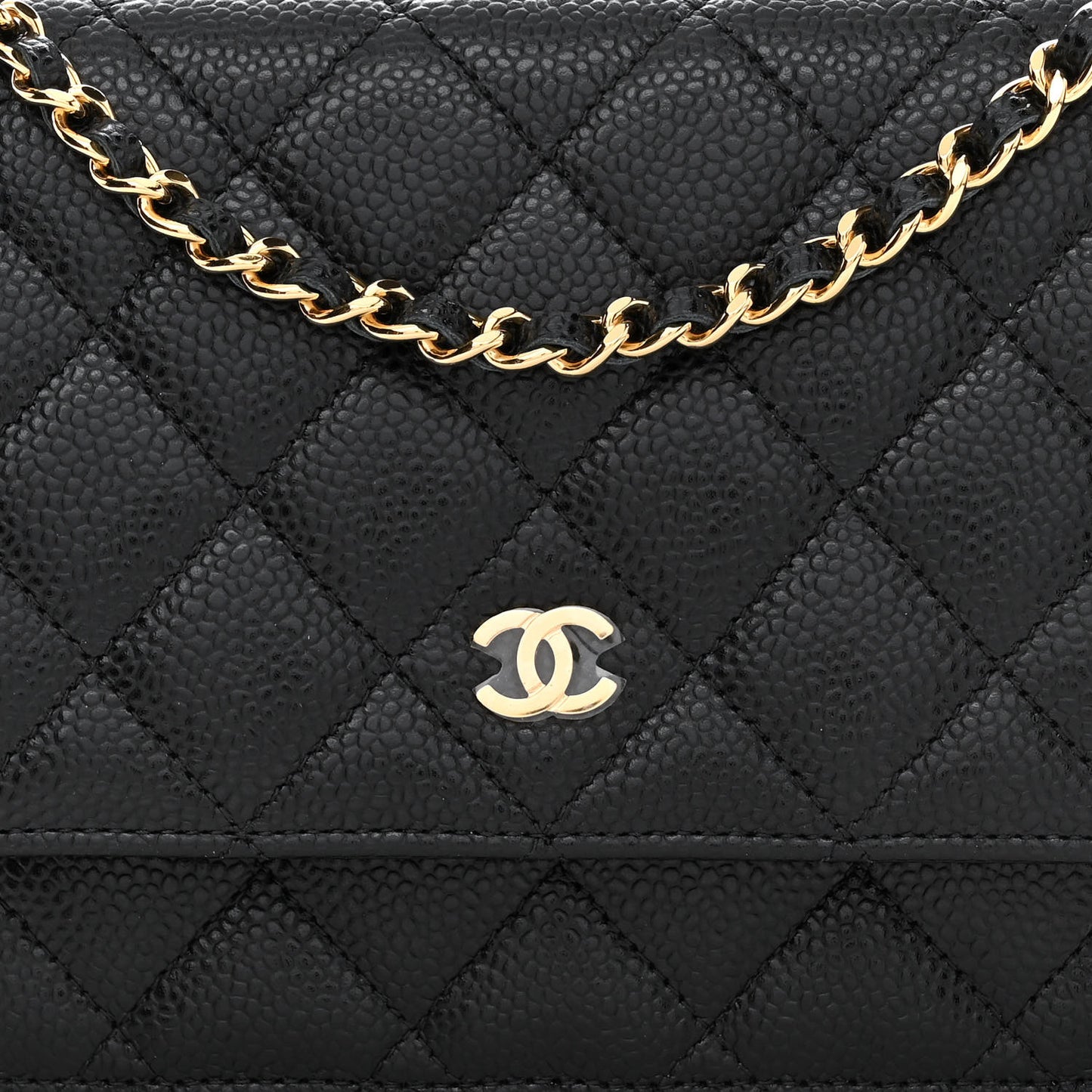 Caviar Quilted Wallet On Chain WOC Black