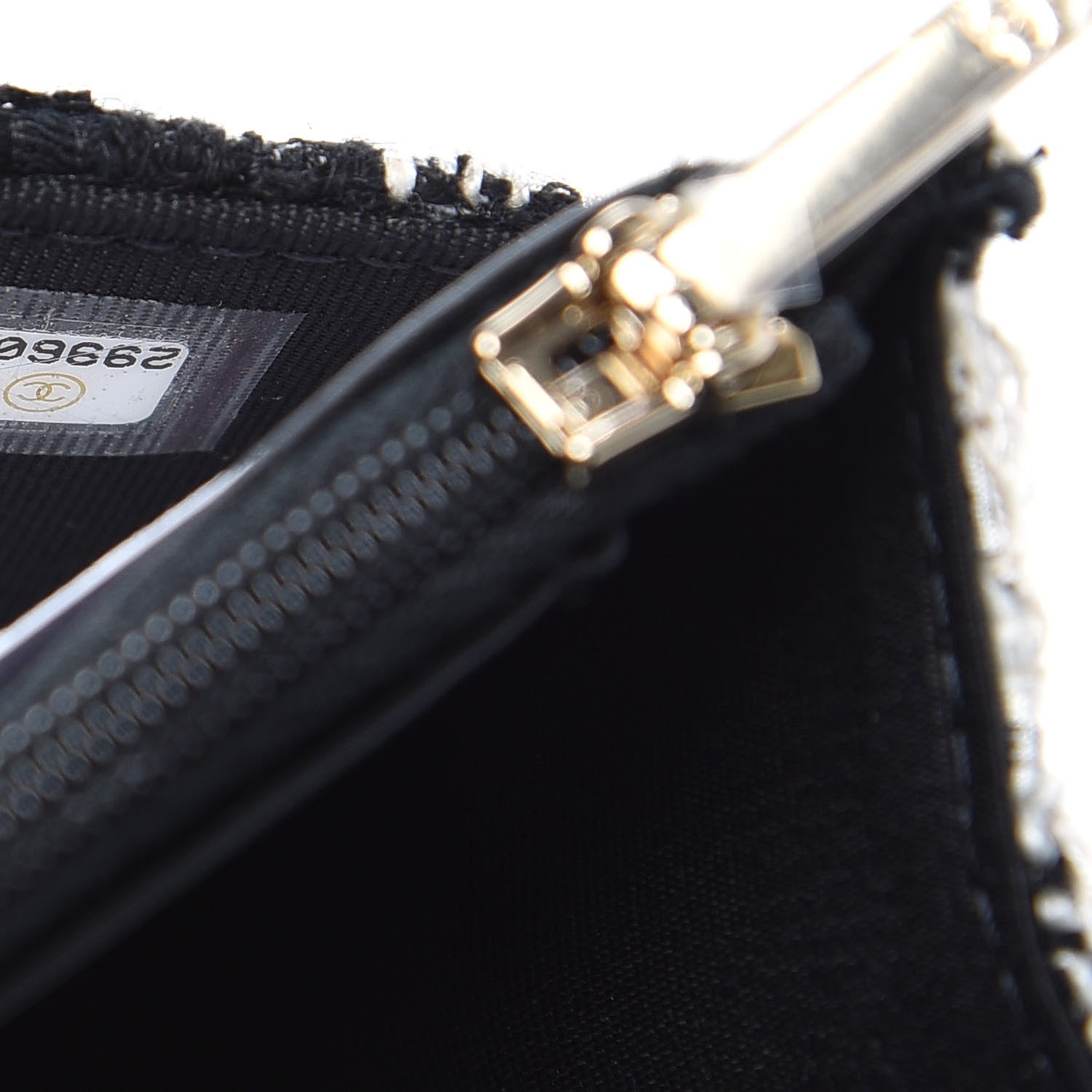 Chanel Tweed Quilted Wallet On Chain WOC Black Ecru White 8 of 11