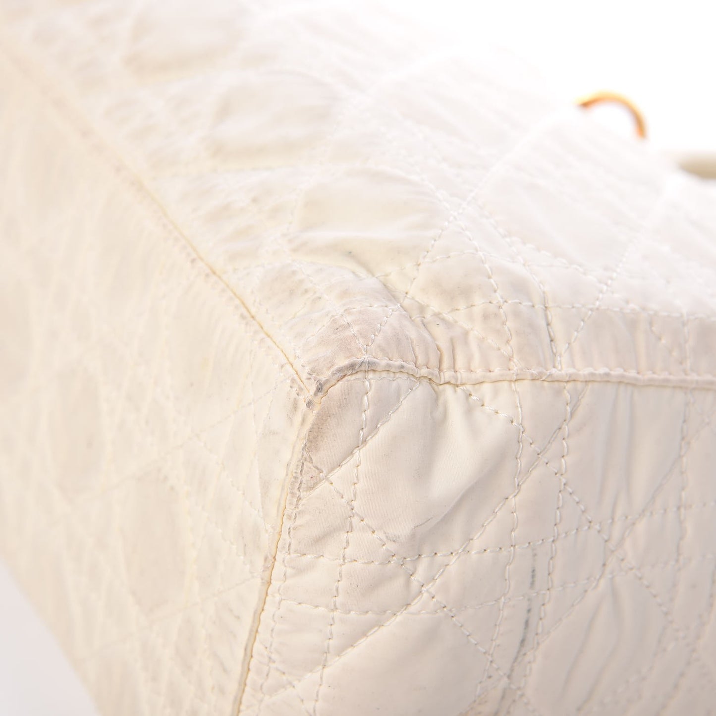 Nylon Cannage Medium Lady Dior White