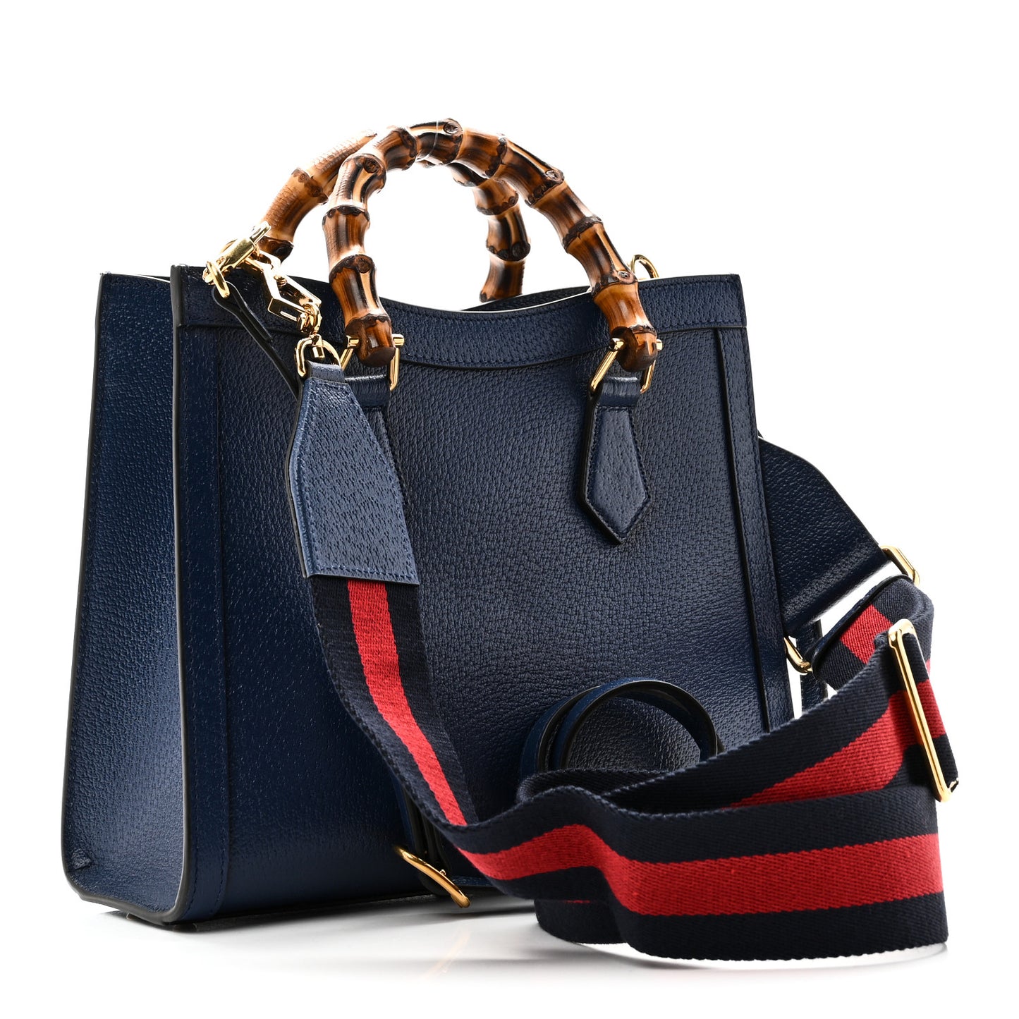 Textured Dollar Calfskin Web Small Diana Tote Bag Royal Crop