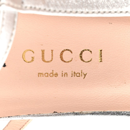 Gucci Metallic Nappa Silk Angel T-Strap Platform High Heel Pumps 40 Argento 8 of 11