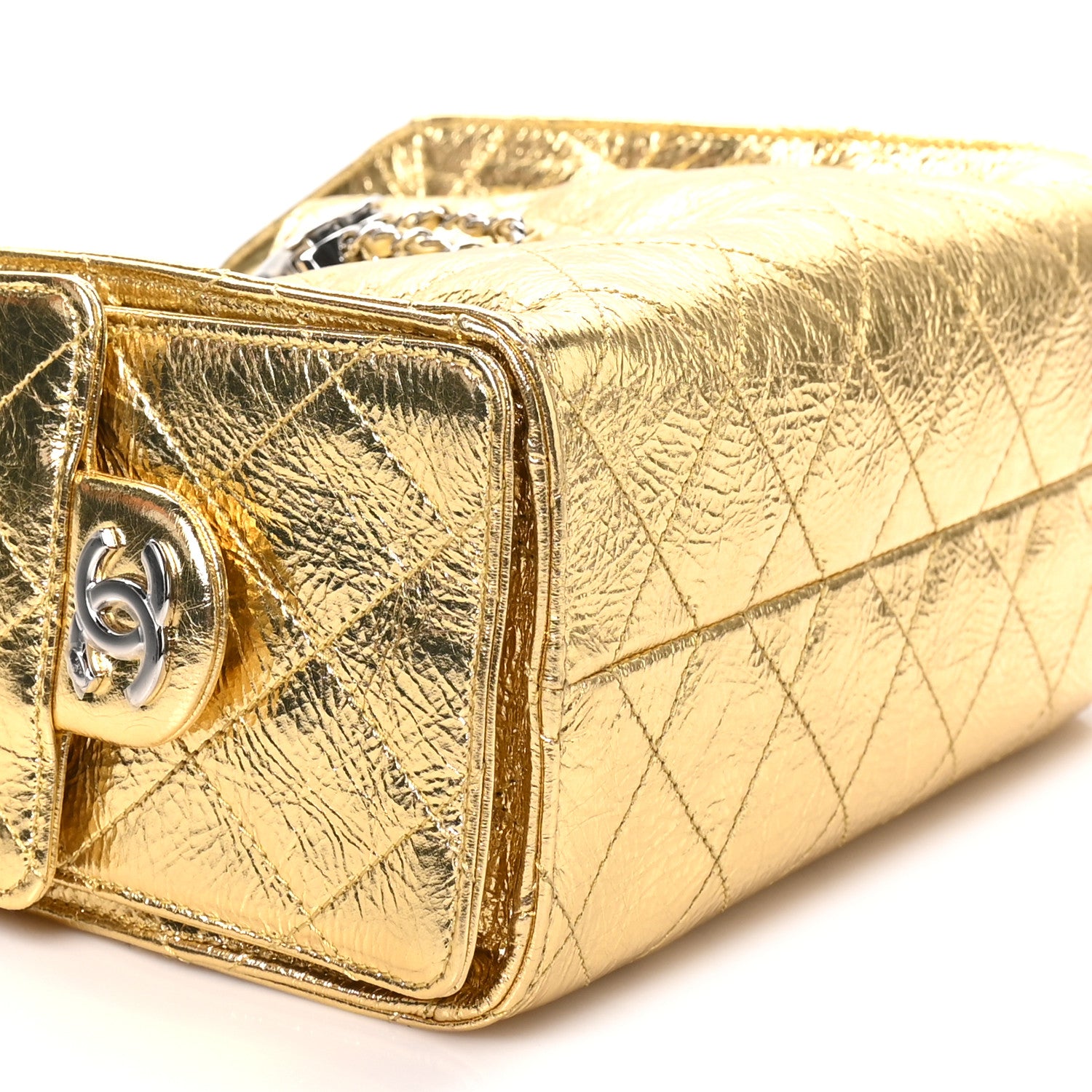 Chanel Metallic Aged Calfskin Quilted Mini Chanel 25 Handbag Gold 8 of 10