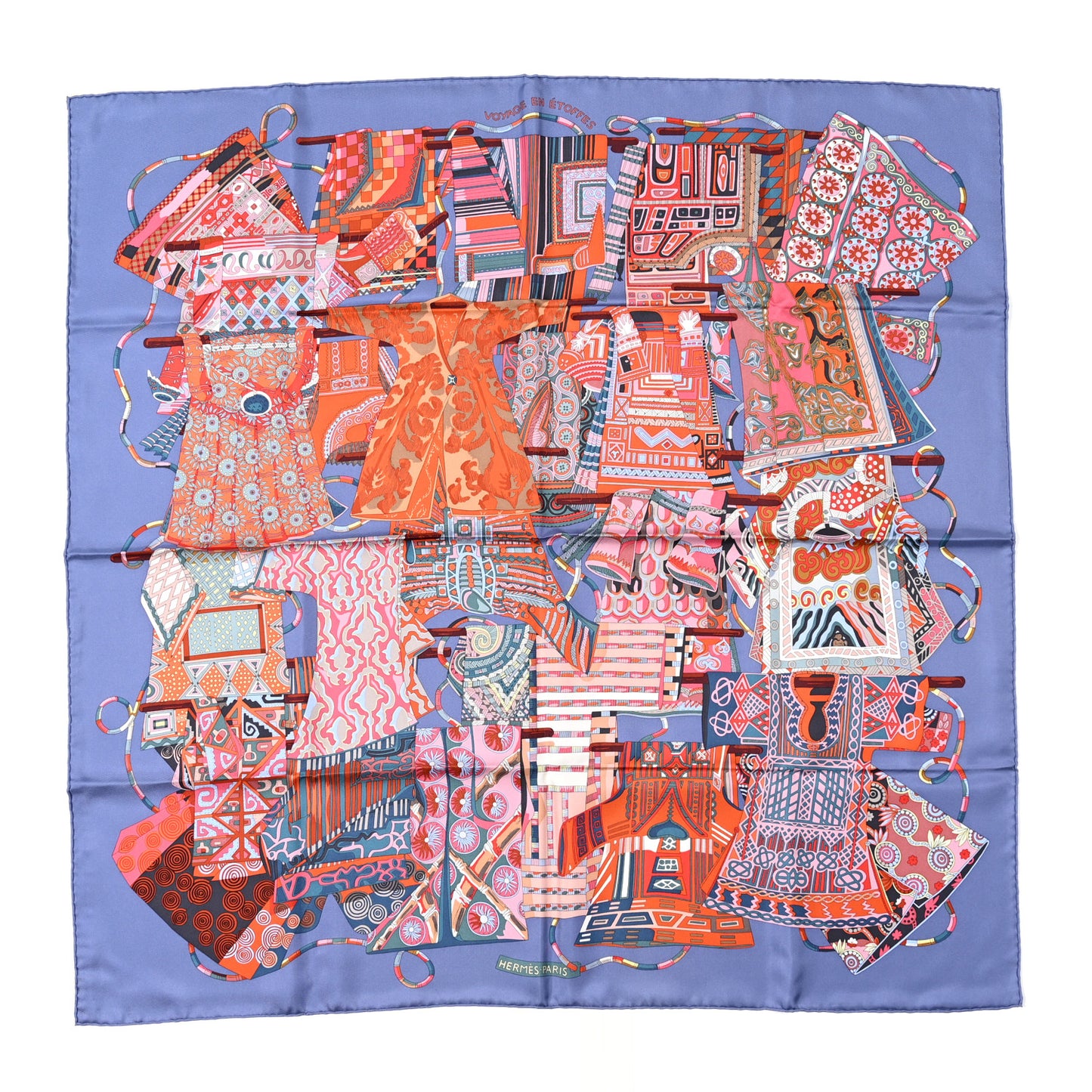 Silk Voyage En Etoffes Scarf 90 Parme Corail Rose