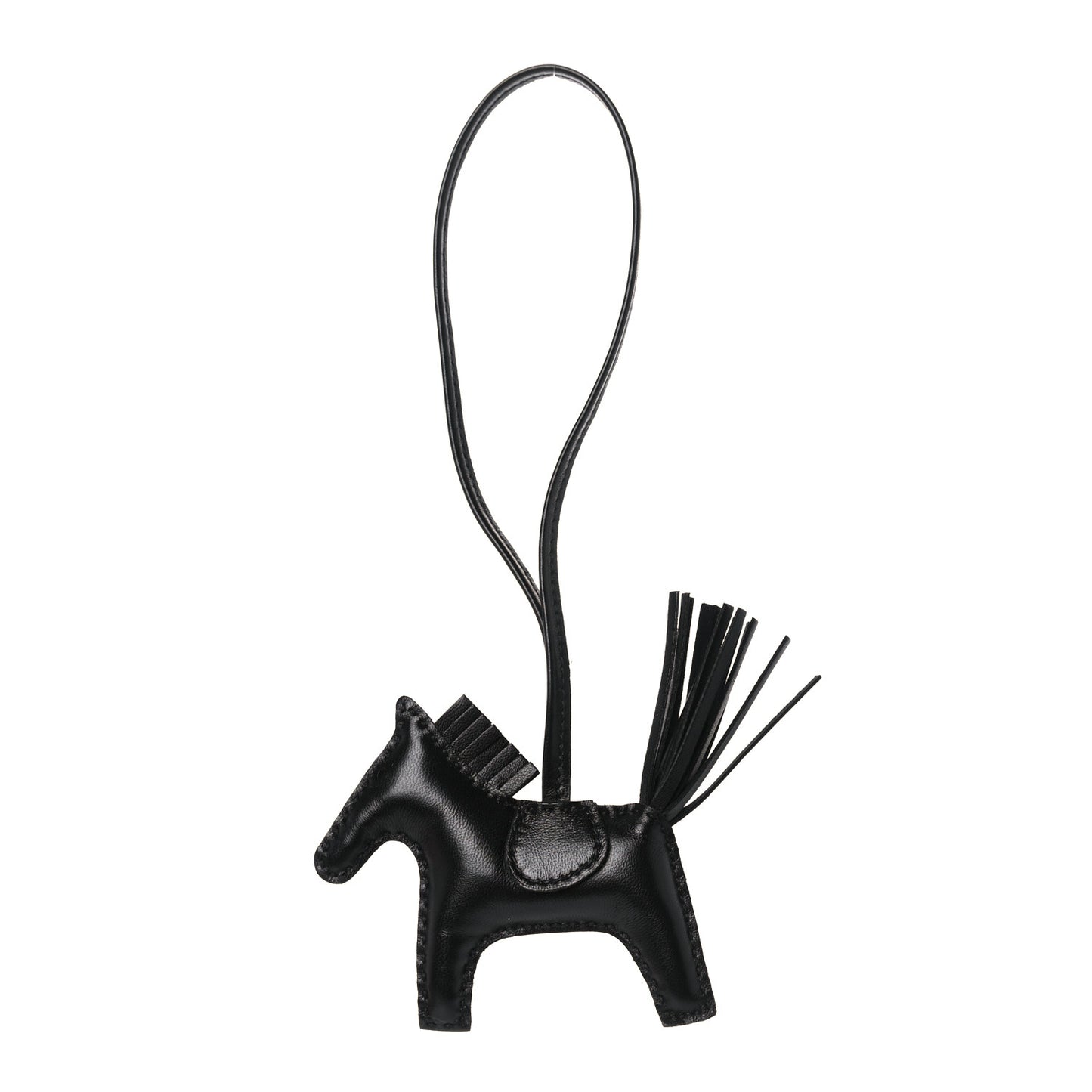 Milo Lambskin Grigri Rodeo Horse Bag Charm PM So Black