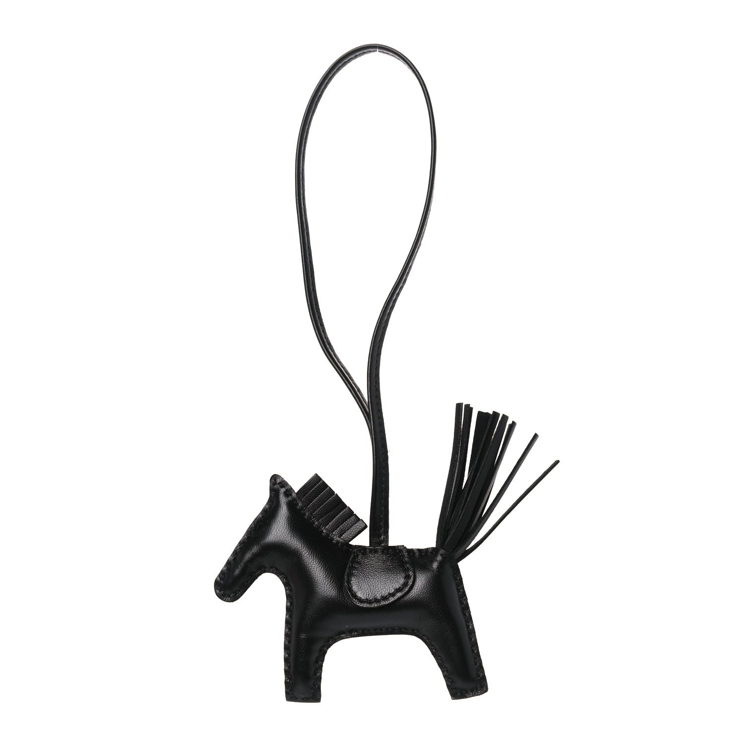 Hermes Milo Lambskin Grigri Rodeo Horse Bag Charm PM So Black 1 of 4