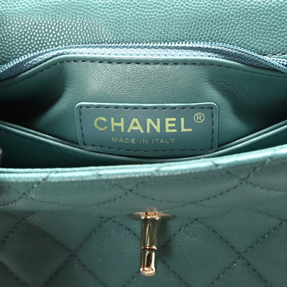 Chanel Caviar Quilted Lizard Embossed Mini Coco Handle Flap Green 7 of 10