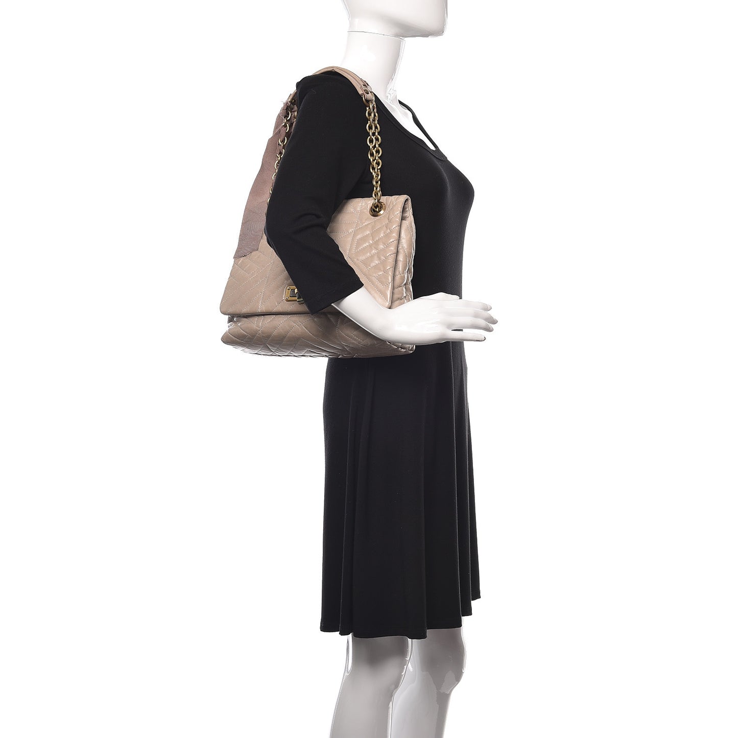 Calfskin Quilted Large Happy Shoulder Bag Grey