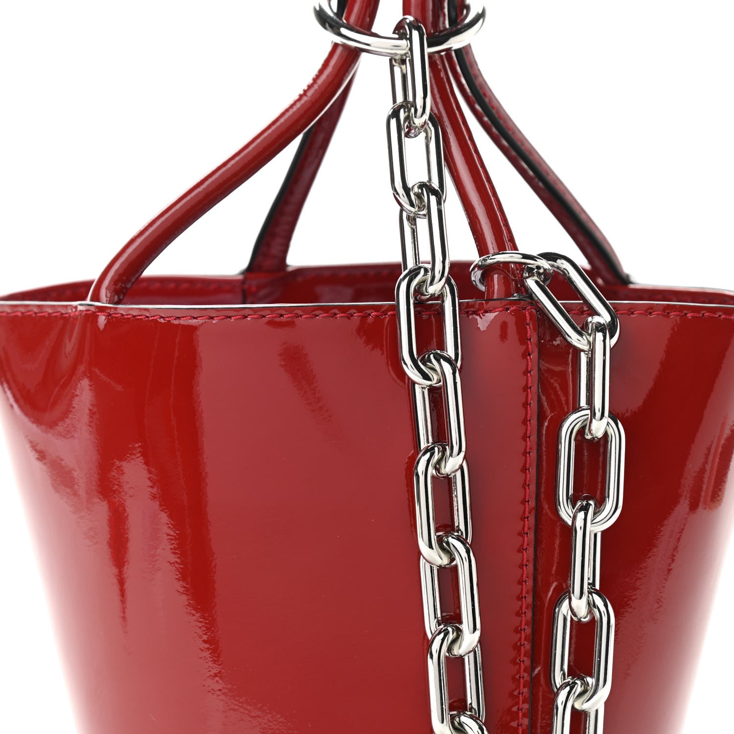 Alexander Wang Patent Roxy Mini Chain Bucket Red Silver Hardware 9 of 12