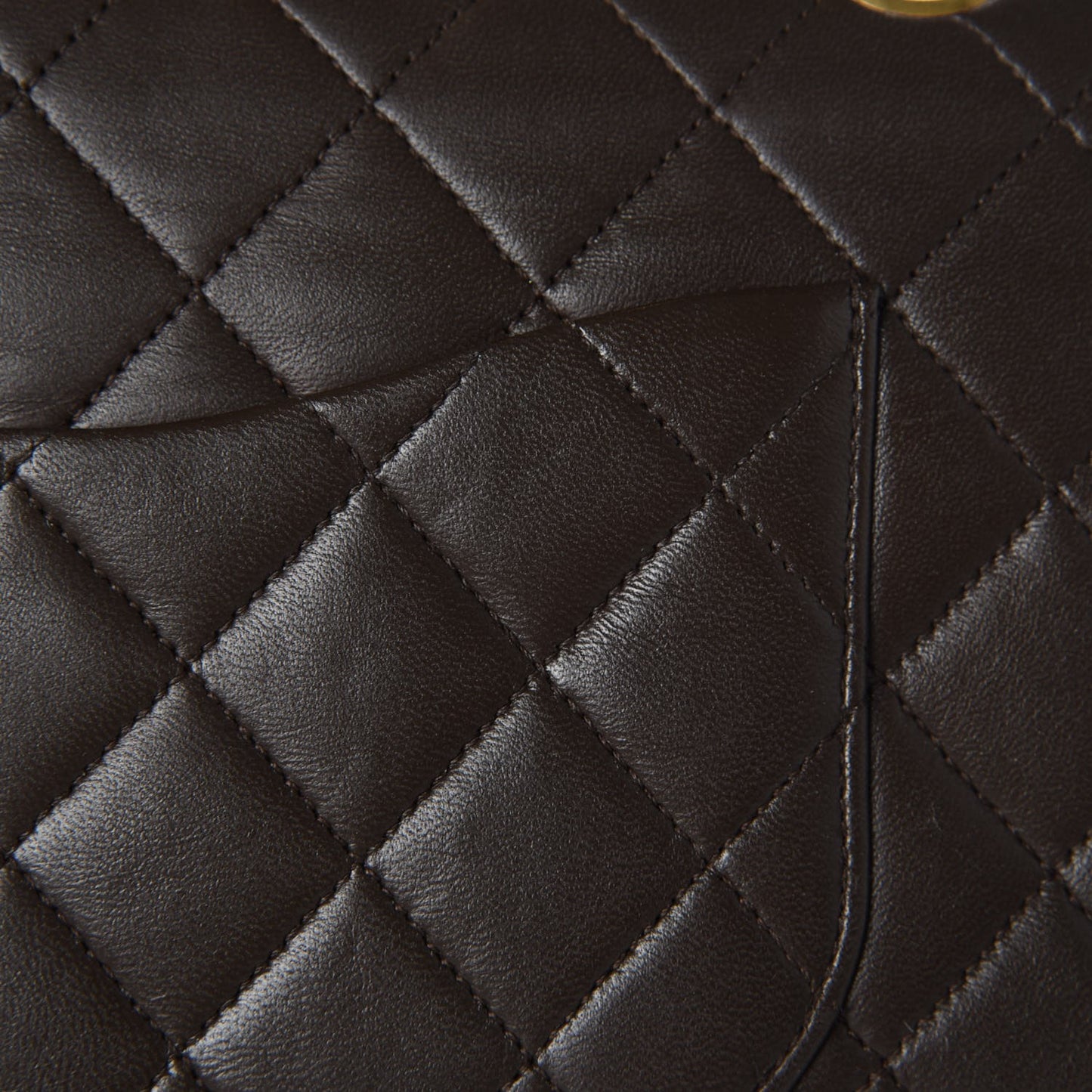 Lambskin Quilted Medium Double Flap Brown