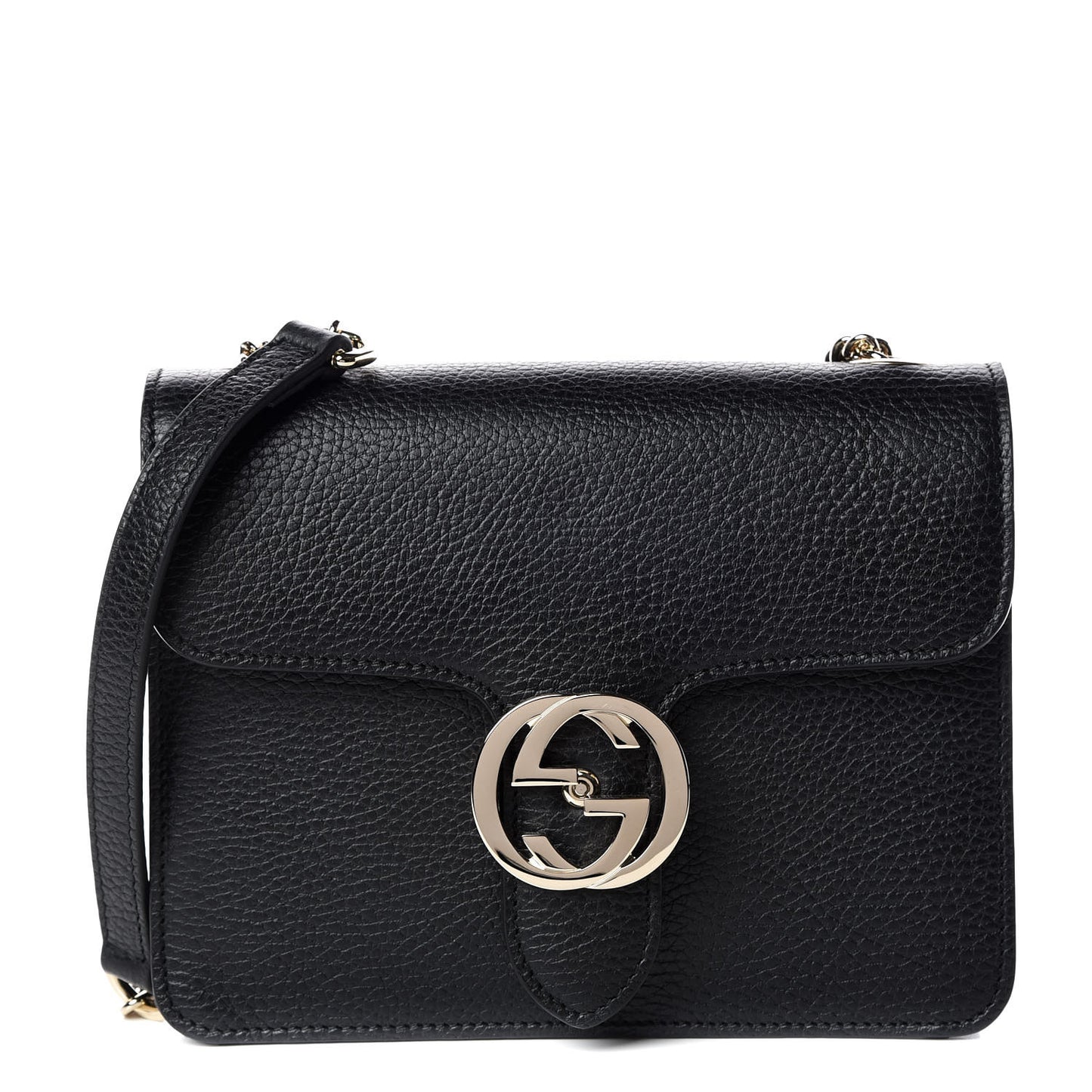 Dollar Calfskin Small Interlocking G Shoulder Bag Black