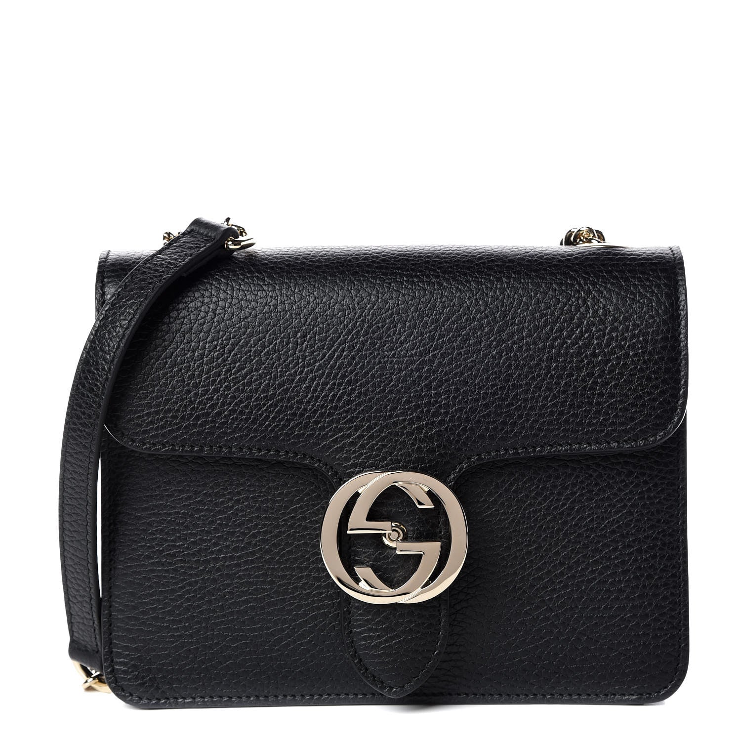 Gucci Dollar Calfskin Small Interlocking G Shoulder Bag Black 1 of 9
