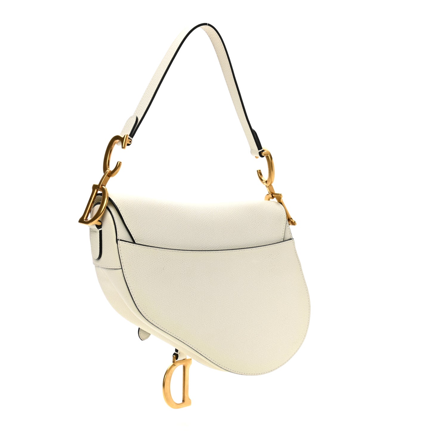Grained Calfskin Saddle Bag White