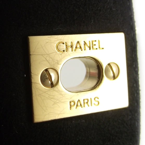 Suede Square Quilted Jumbo Flap Black