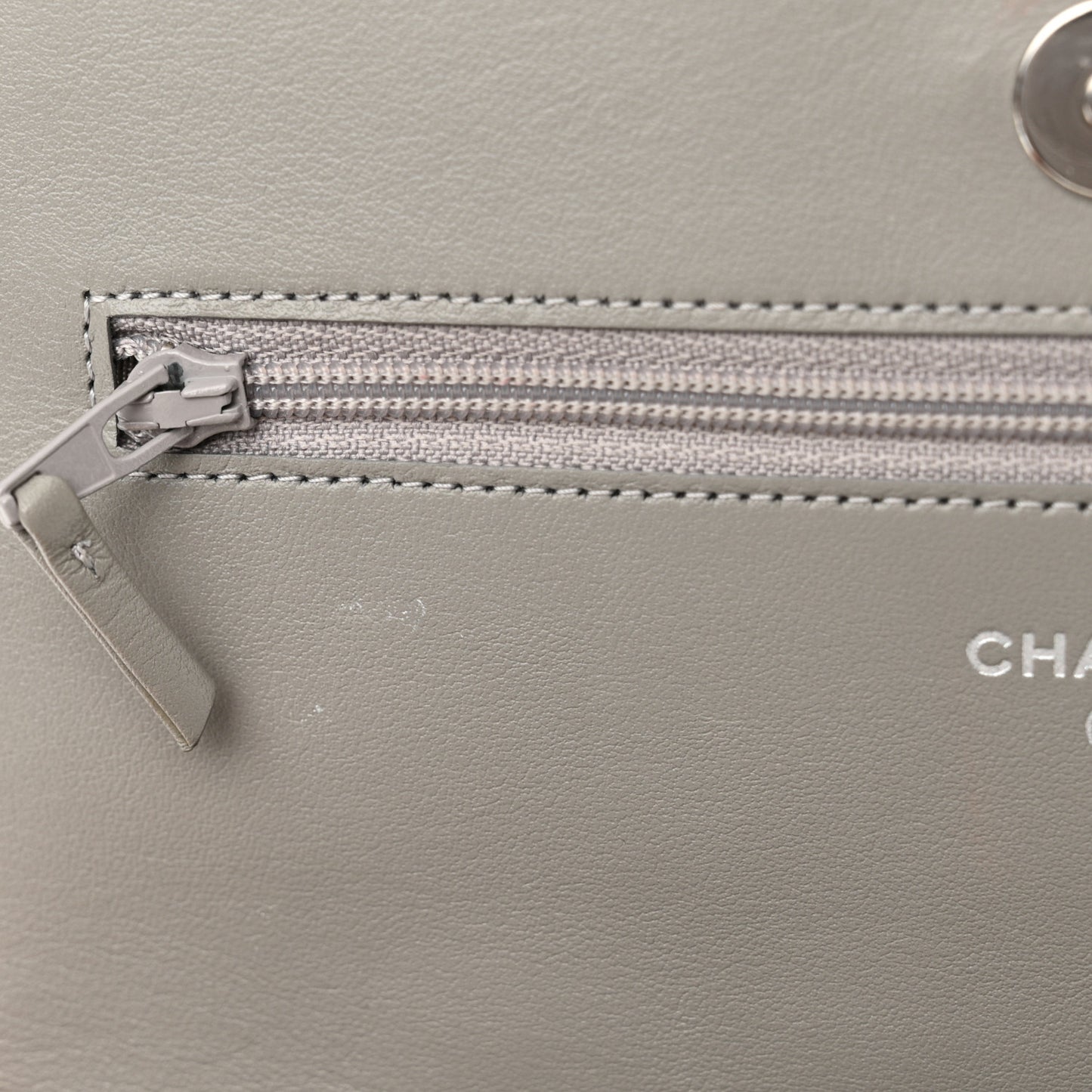 Caviar Quilted Boy Wallet On Chain WOC Grey