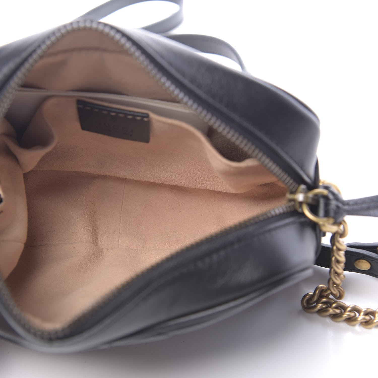 Gucci Calfskin Matelasse Mini GG Marmont Chain Shoulder Bag Black 5 of 10
