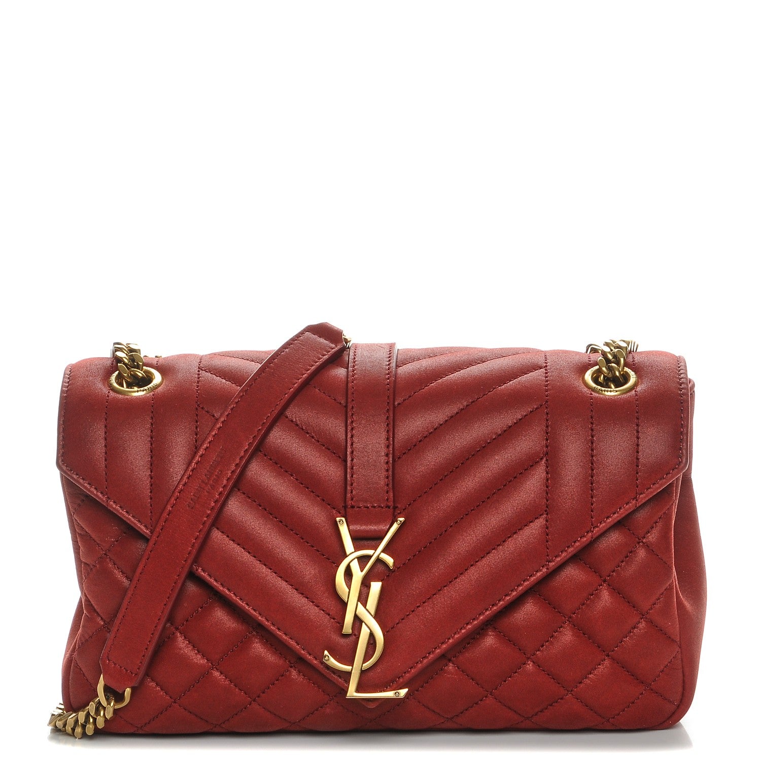 Saint Laurent Sheepskin Tri-Quilt Monogram Medium Soft Envelope Bag Red 1 of 7