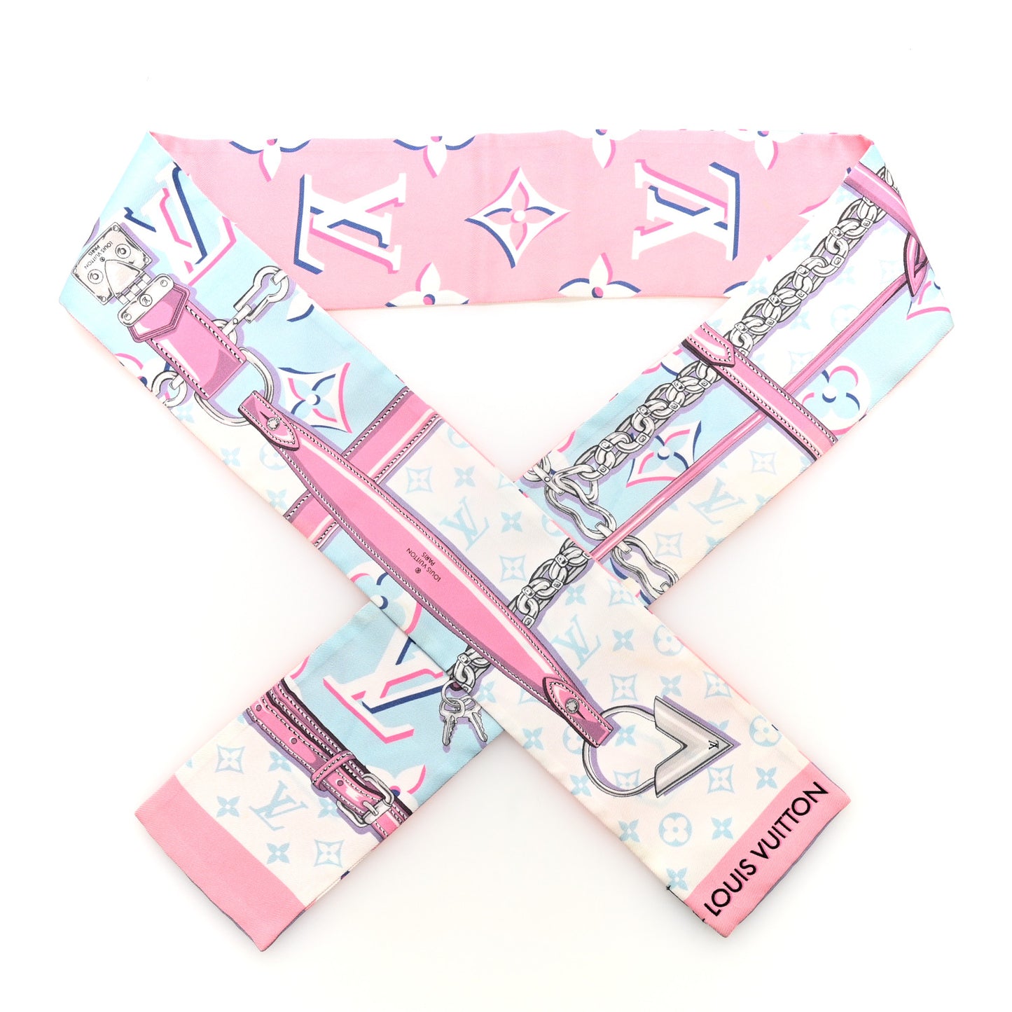 Silk Monogram Escale Perfect Match Bandeau Bleu Rose