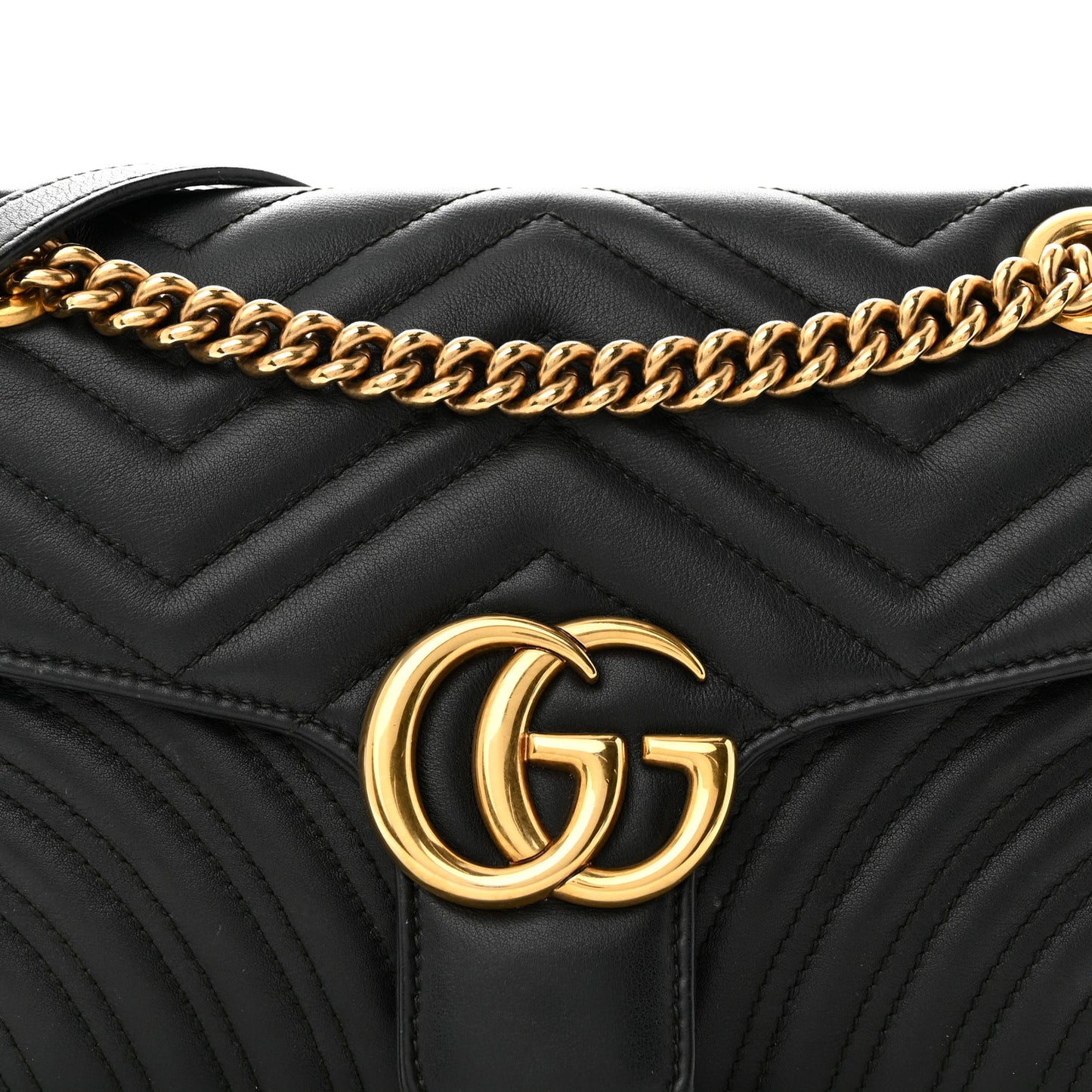 Calfskin Matelasse Small GG Marmont Shoulder Bag Black