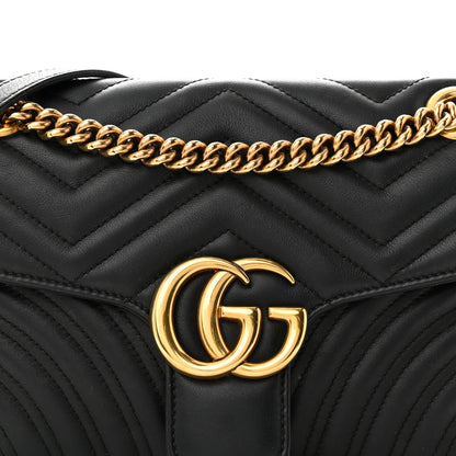 Gucci Calfskin Matelasse Small GG Marmont Shoulder Bag Black 8 of 11