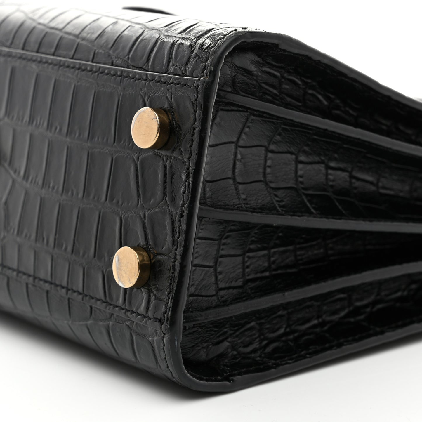 Calfskin Crocodile Embossed Nano Sac De Jour Black