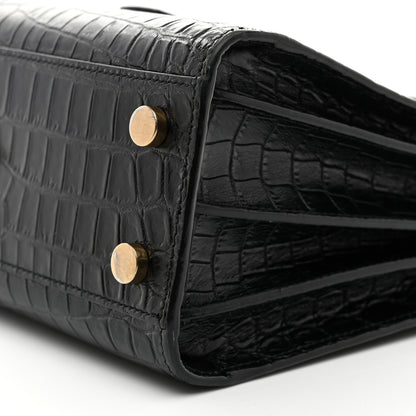 Saint Laurent Calfskin Crocodile Embossed Nano Sac De Jour Black 10 of 10