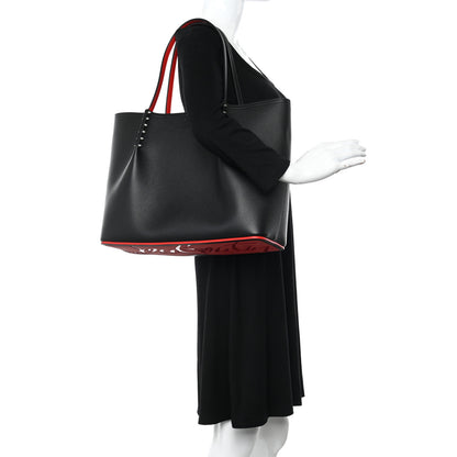 Christian Louboutin Calfskin Spiked Large Cabarock Shopper Tote Black 2 of 9