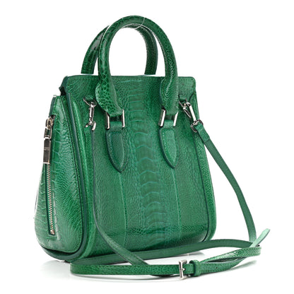 Alexander McQueen Calfskin Crocodile Embossed Mini Heroine Bag Green 2 of 17