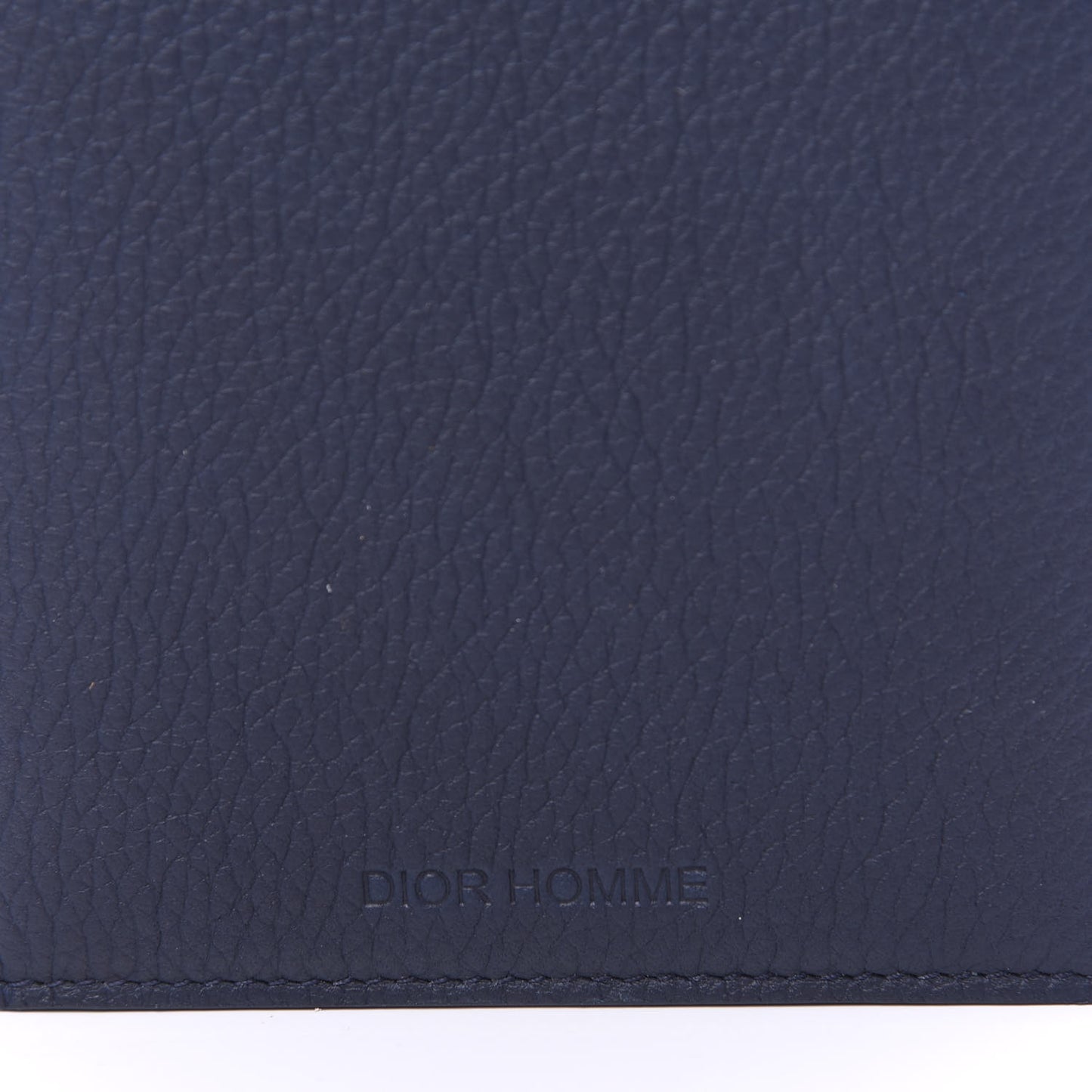 HOMME Grained Calfskin Passport Holder Navy Blue