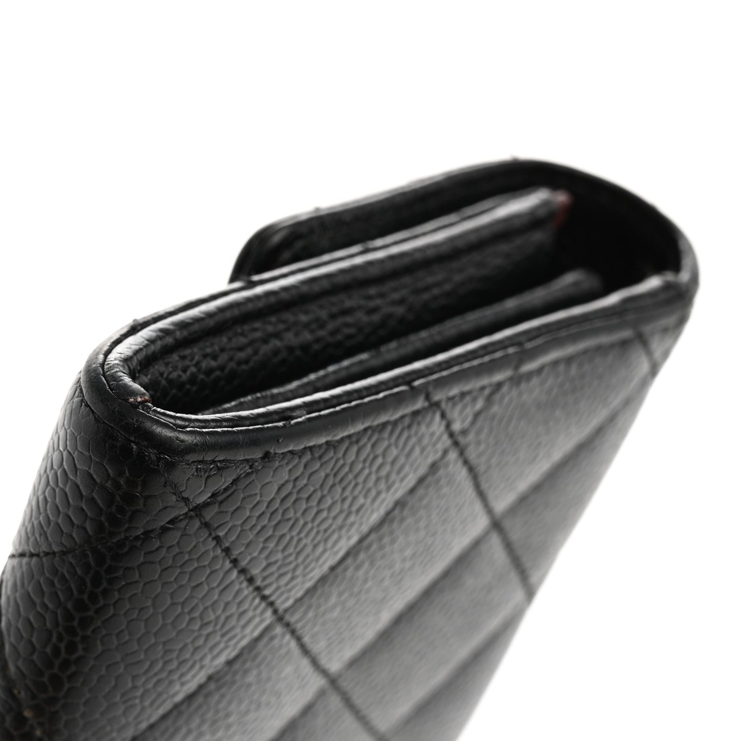 Caviar Quilted Large Gusset Flap Wallet Black