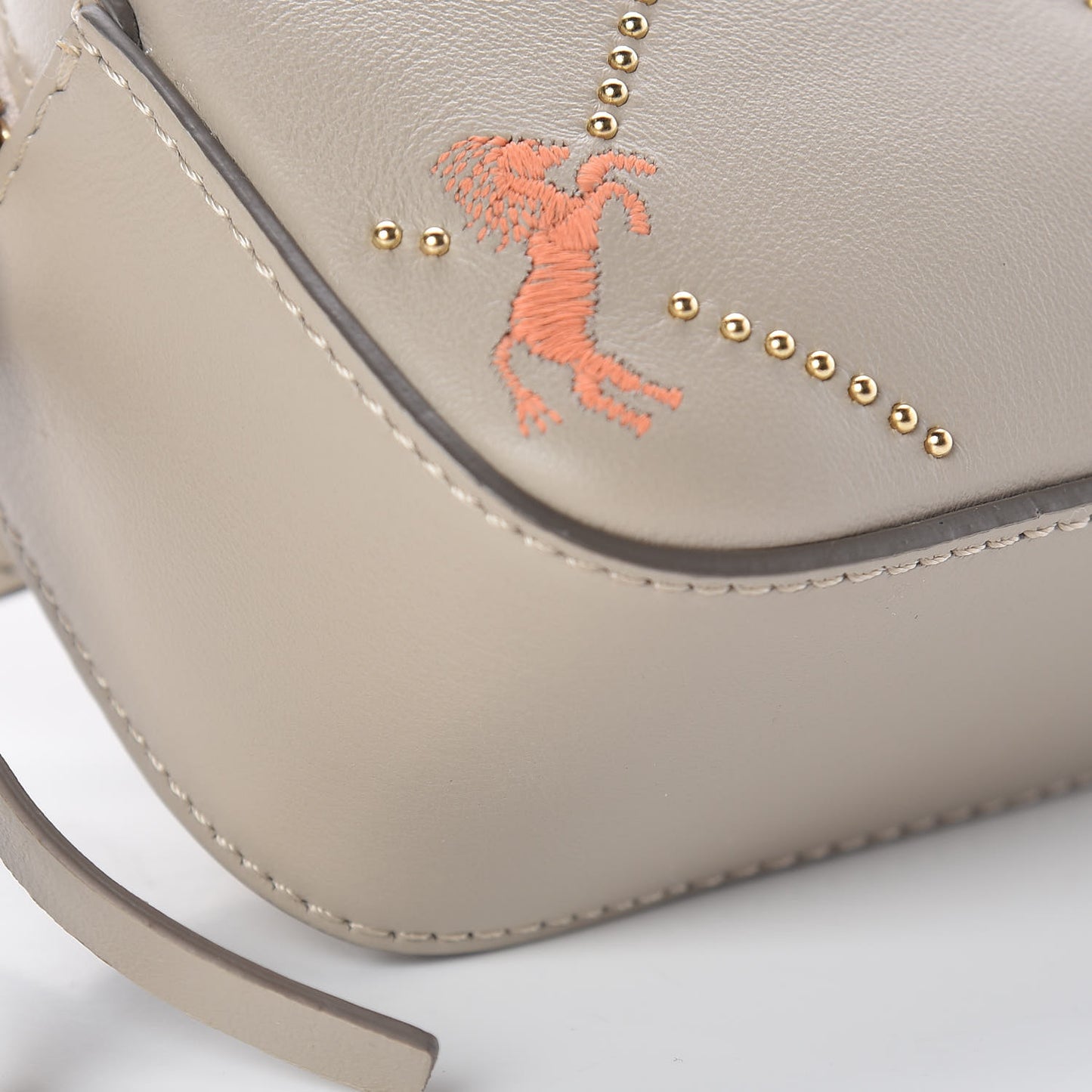 Smooth Calfskin Little Horses Embroidered Signature Belt Bag Pastel Grey