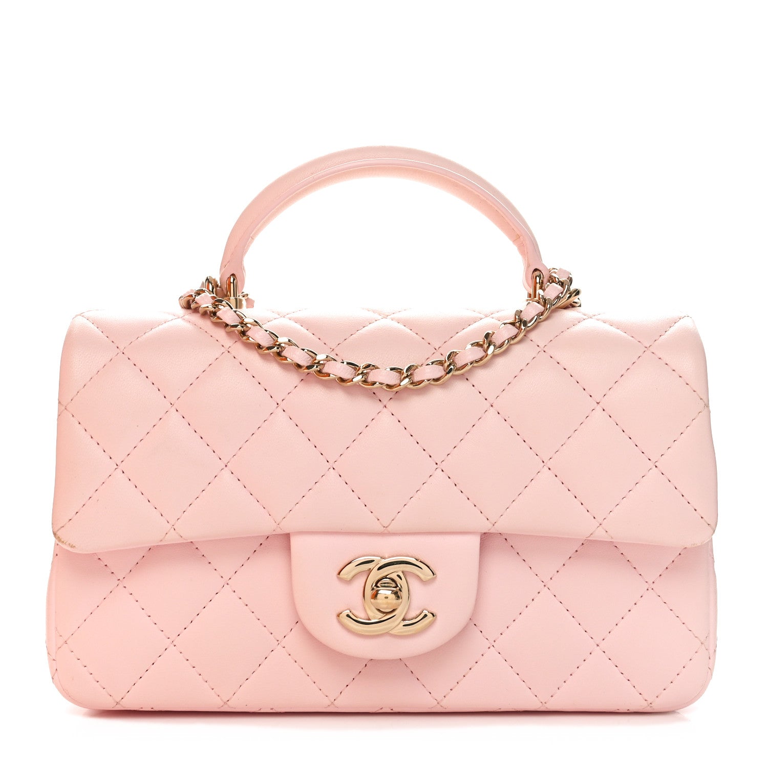 Chanel Lambskin Quilted Mini Top Handle Rectangular Flap Light Pink 1 of 11