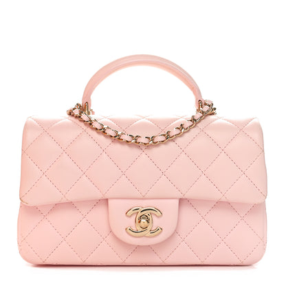 Chanel Lambskin Quilted Mini Top Handle Rectangular Flap Light Pink 1 of 11