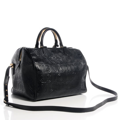 Louis Vuitton Calfskin Embossed Speedy Cube 30 Black 3 of 8