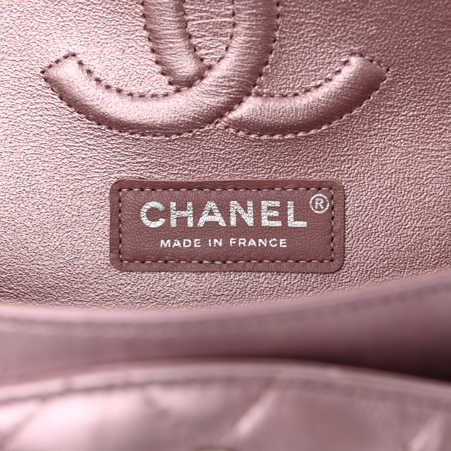 Metallic Calfskin Quilted Medium Double Flap Purple