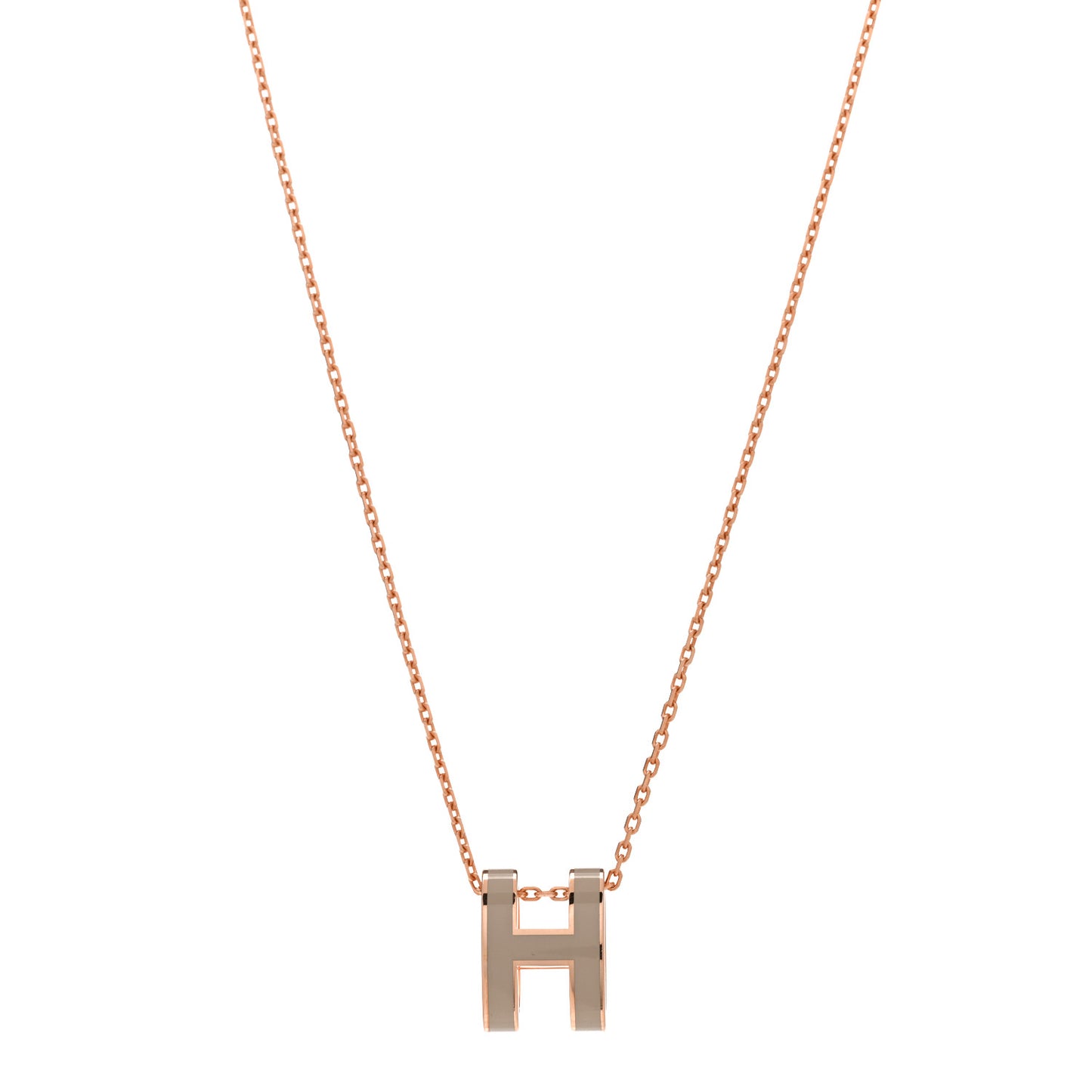 Lacquered Rose Gold Pop H Pendant Necklace Marron Glace