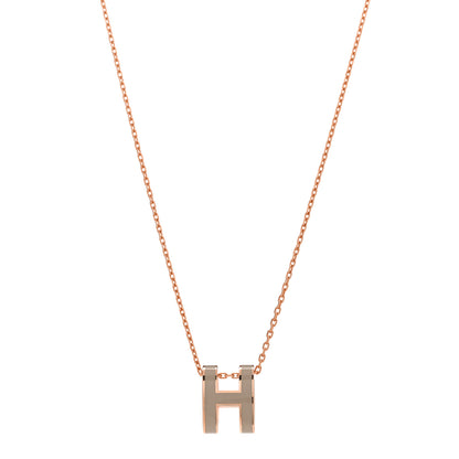 Hermes Lacquered Rose Gold Pop H Pendant Necklace Marron Glace 1 of 7