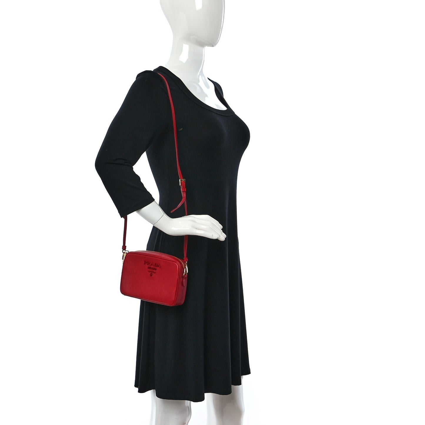 Saffiano Lux Small Camera Crossbody Bag Fuoco