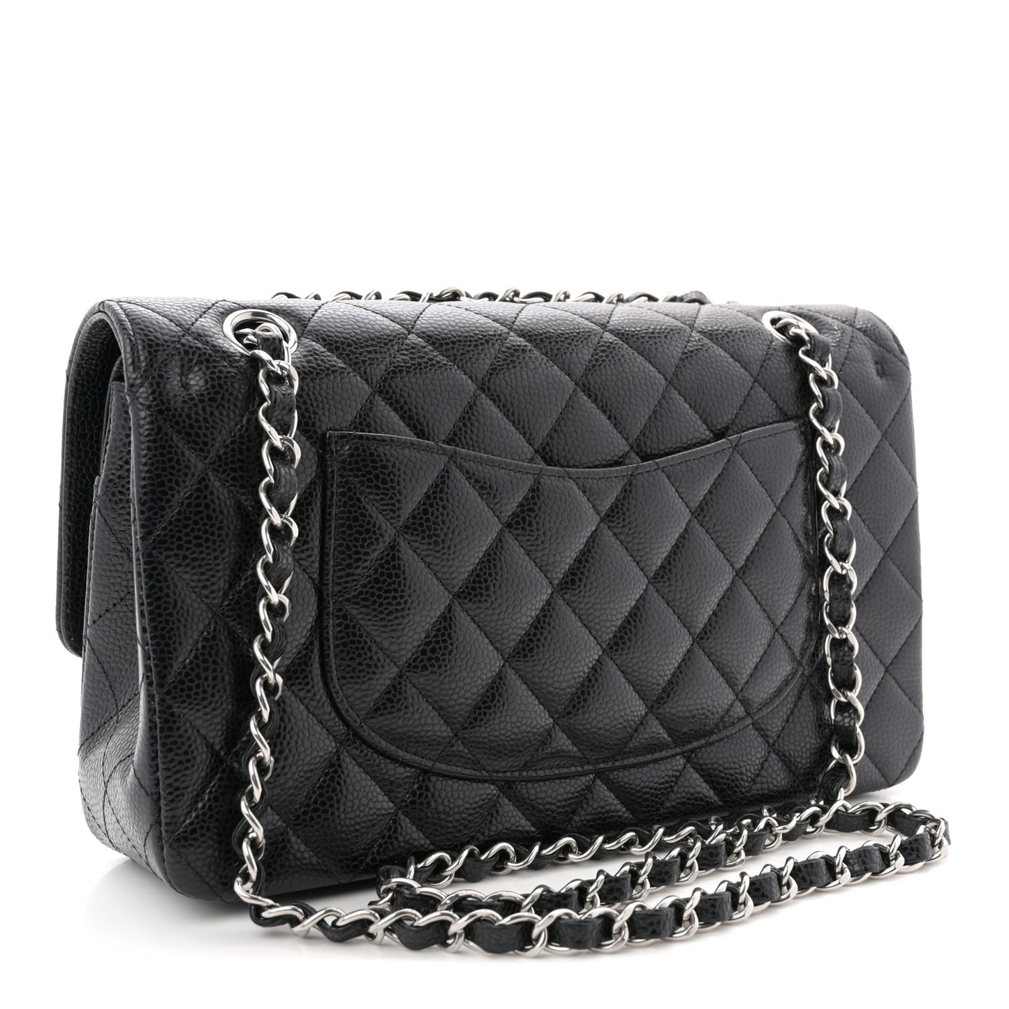 Caviar Quilted Medium Double Flap Black