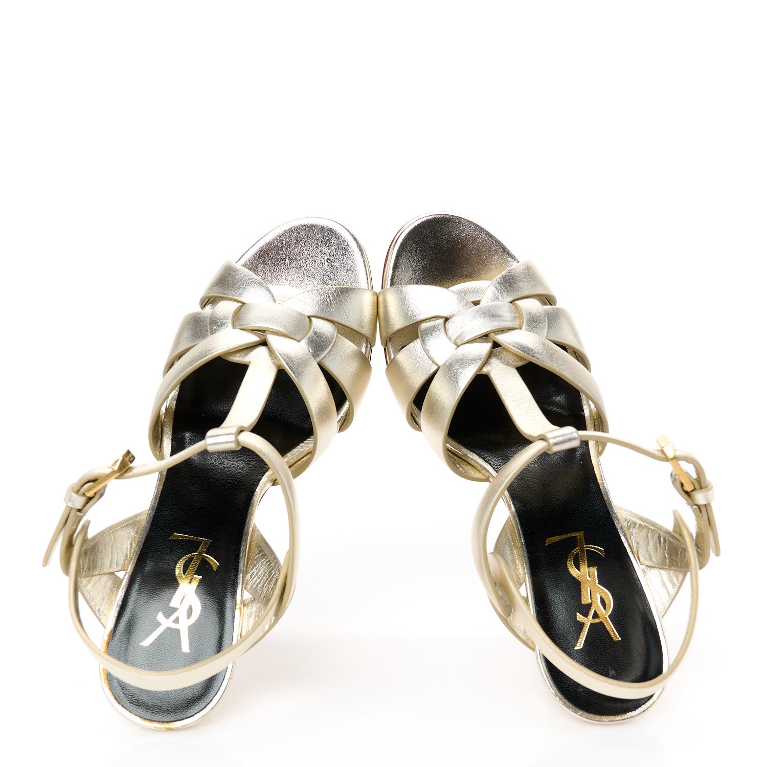 Saint Laurent Metallic Nappa Tribute 75 Platform Sandals 35 Platino 2 of 10