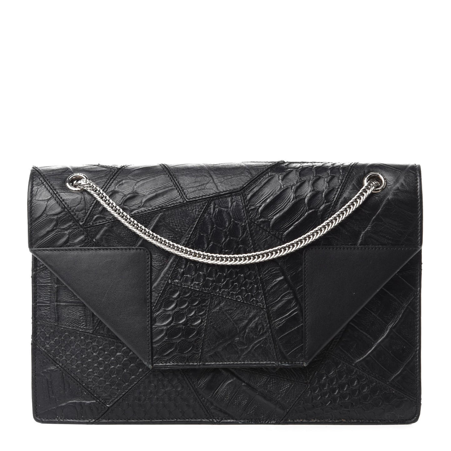 Calfskin Crocodile Embossed Medium Betty Black