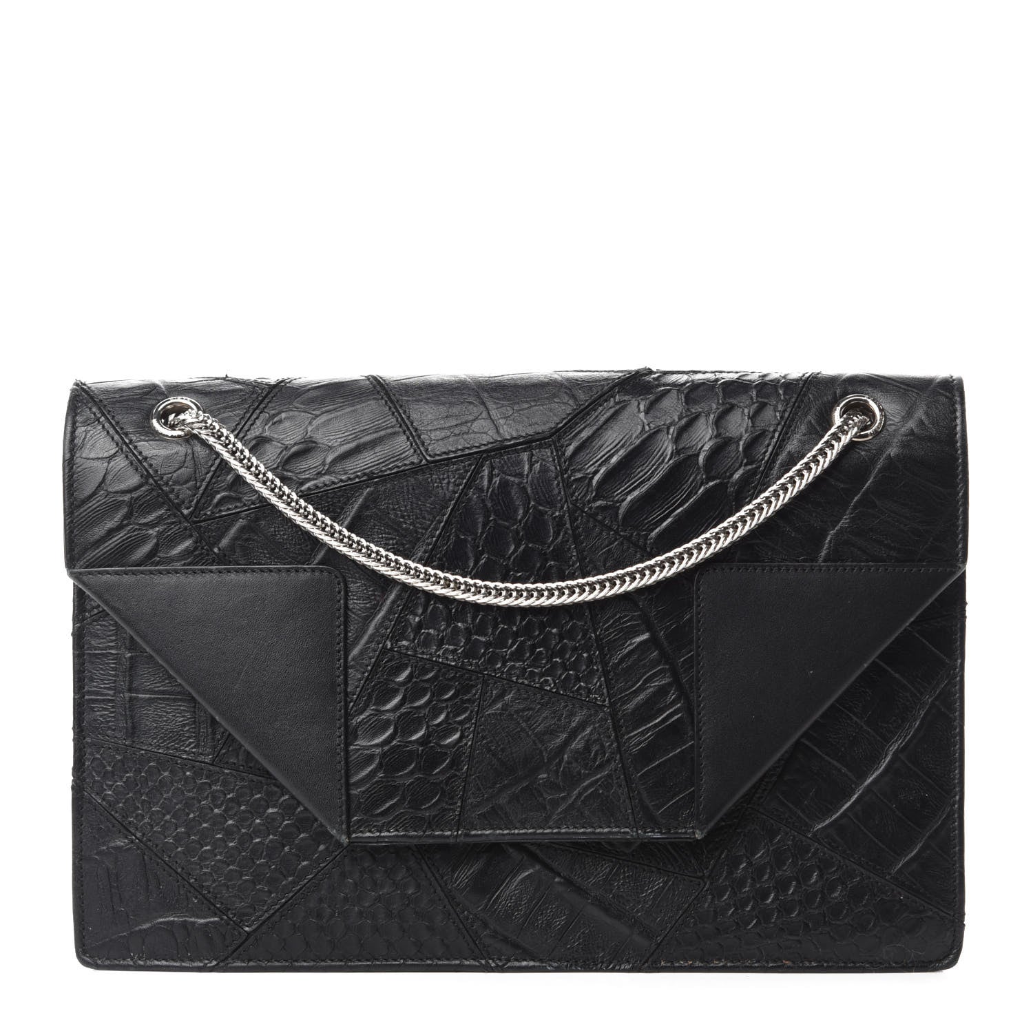 Saint Laurent Calfskin Crocodile Embossed Medium Betty Black 1 of 11