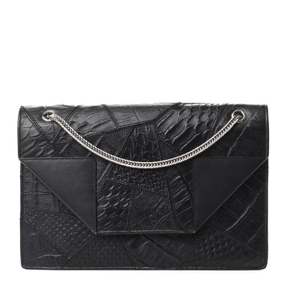 Saint Laurent Calfskin Crocodile Embossed Medium Betty Black 1 of 11