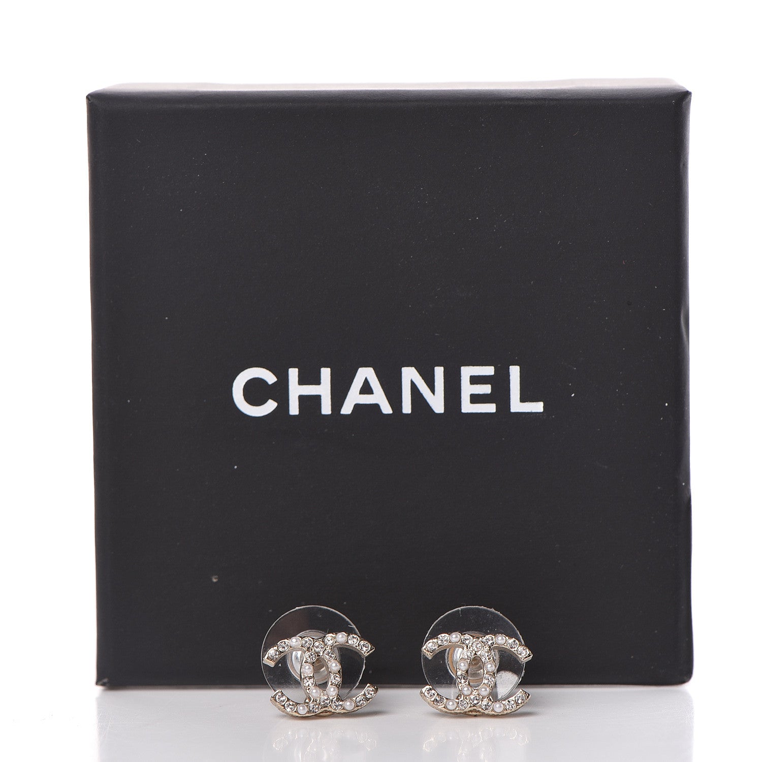 Chanel Crystal CC Earrings Gold 5 of 5