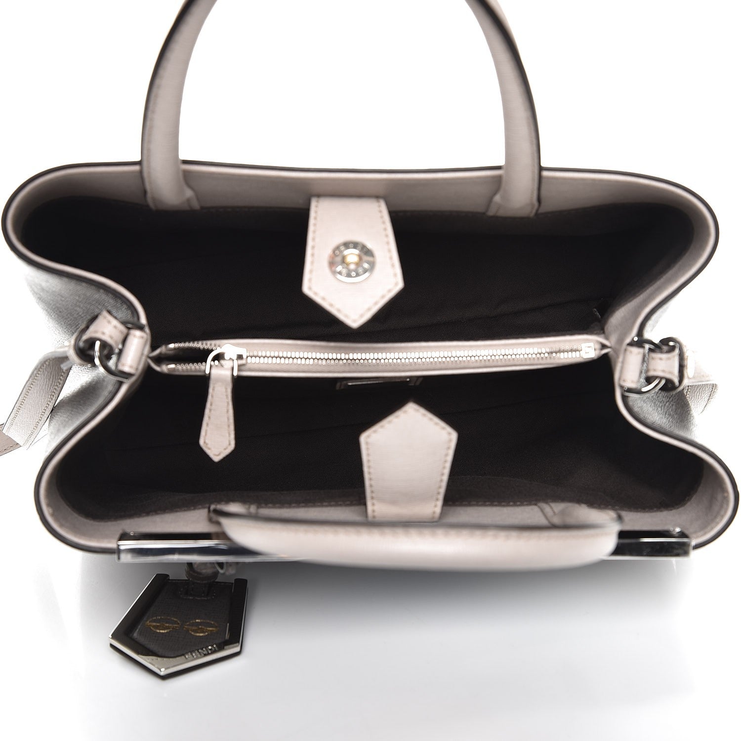 Fendi Vitello Elite Monster Eyes Studded Petite 2Jours Tote Carbone White Multicolor 6 of 8