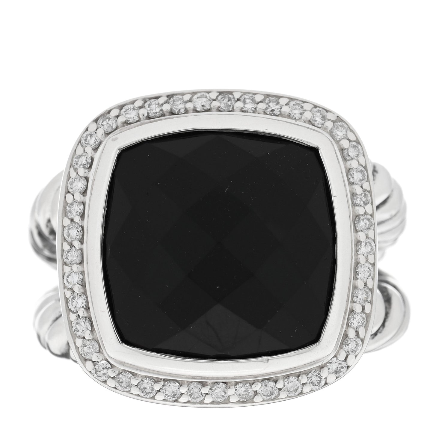 Sterling Silver Diamond Black Onyx 14mm Albion Statement Ring 54 7