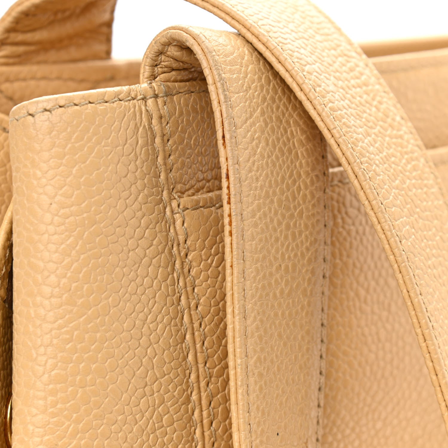 Chanel Caviar Logo Shoulder Bag Beige 14 of 15