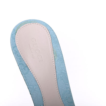 Gucci Monogram Mid Heel Slides 37.5 Sea Blue 10 of 11