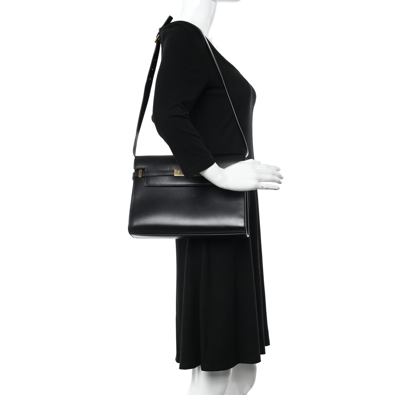 Saint Laurent Smooth Calfskin Manhattan Shoulder Bag Black 2 of 14