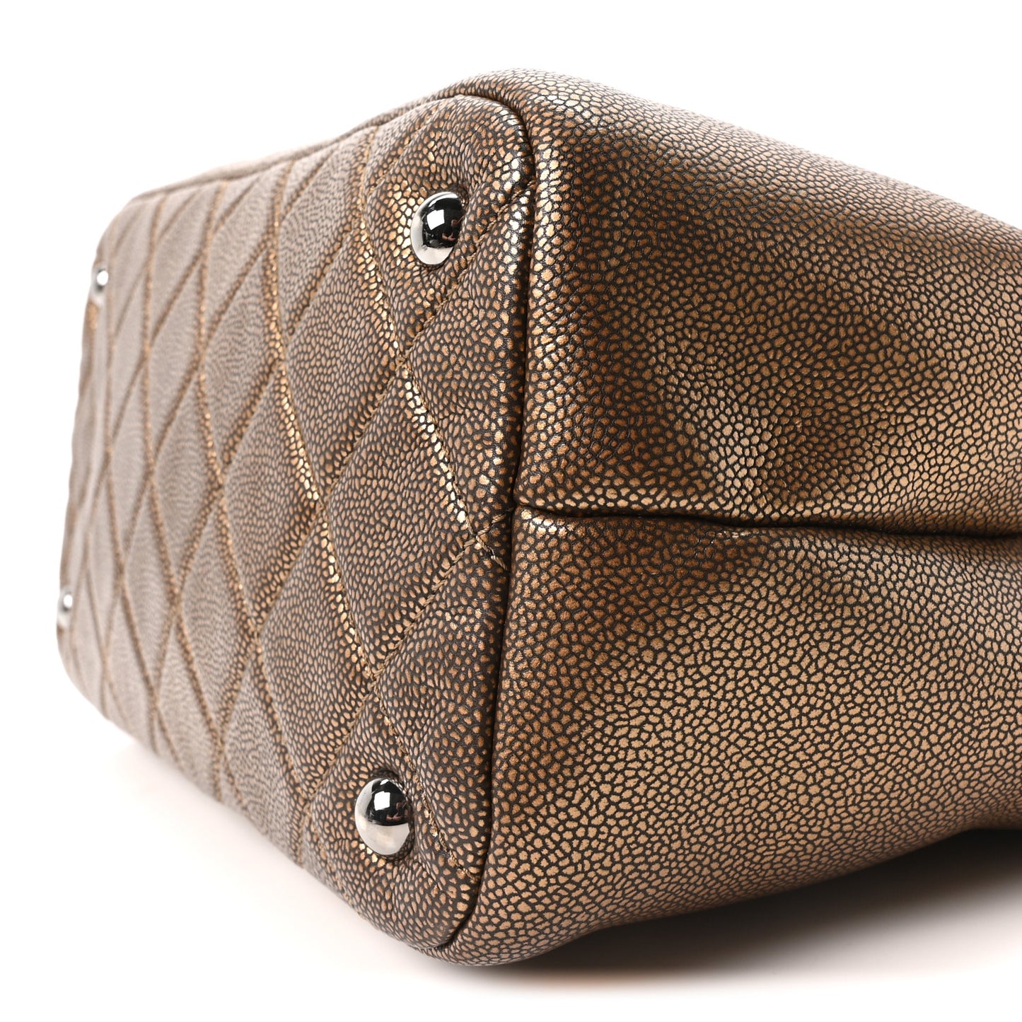 Metallic Caviar Quilted Large Timeless CC Soft Tote Bronze