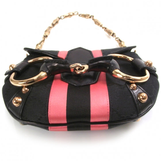 Monogram Horsebit Flap Evening Bag Black/Pink